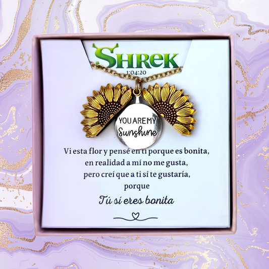 Collar Con Dije De Girasol | Chapa De Oro De 18K | Con Tarjeta y Caja