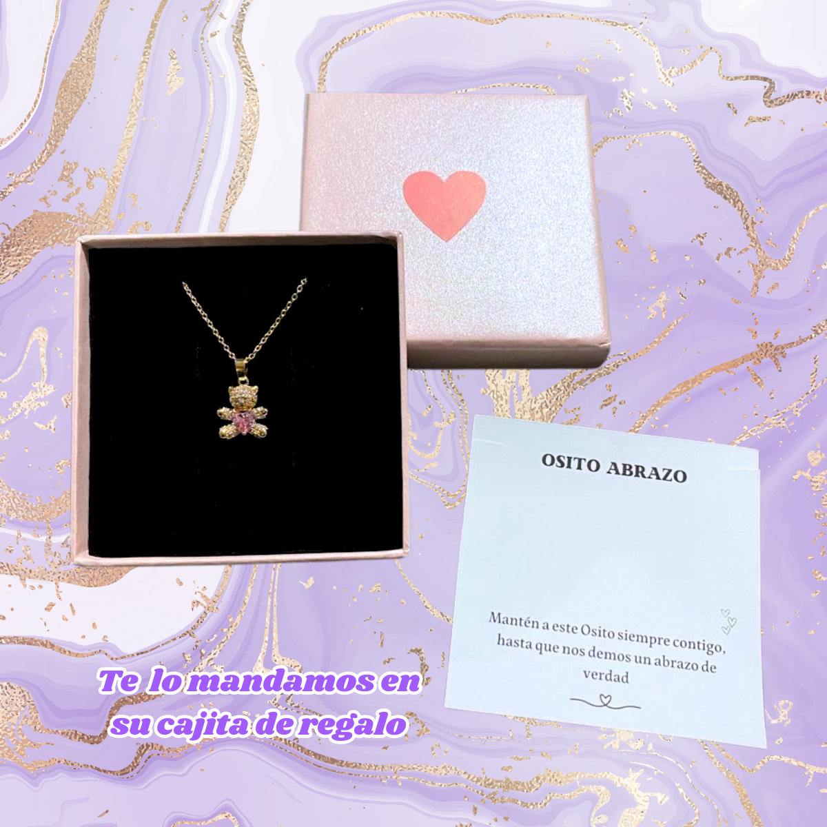 Collar Con Dije De Osito | Chapa De Oro De 18K | Con Tarjeta y Caja