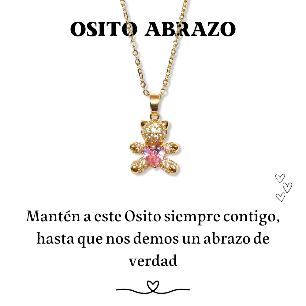Collar Con Dije De Osito | Chapa De Oro De 18K | Con Tarjeta y Caja